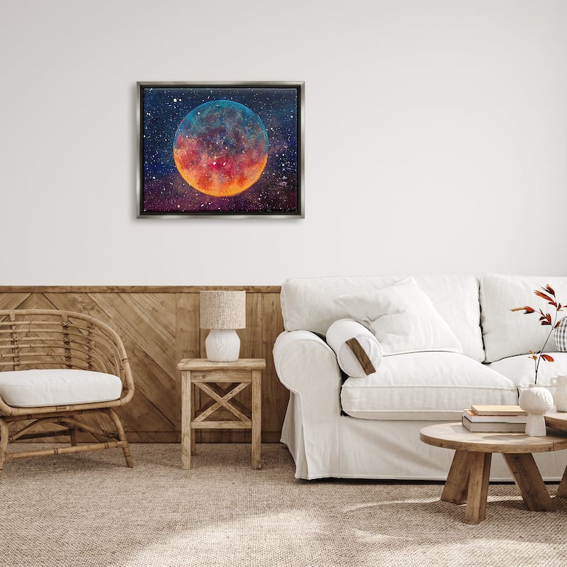 Stupell Starry Night Planet Framed Floater Canvas Wall Art Design by Valery Rybakow