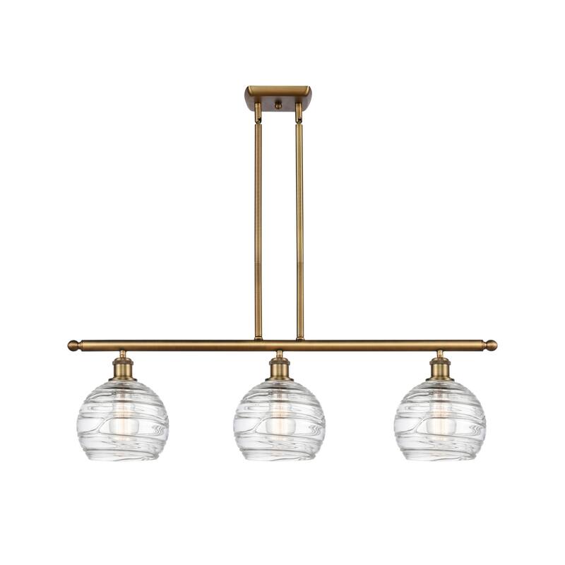 Innovations Lighting 516-3I-11-36 Athens Linear Athens 3 Light 36" - Clear Deco Swirl / Brushed Brass