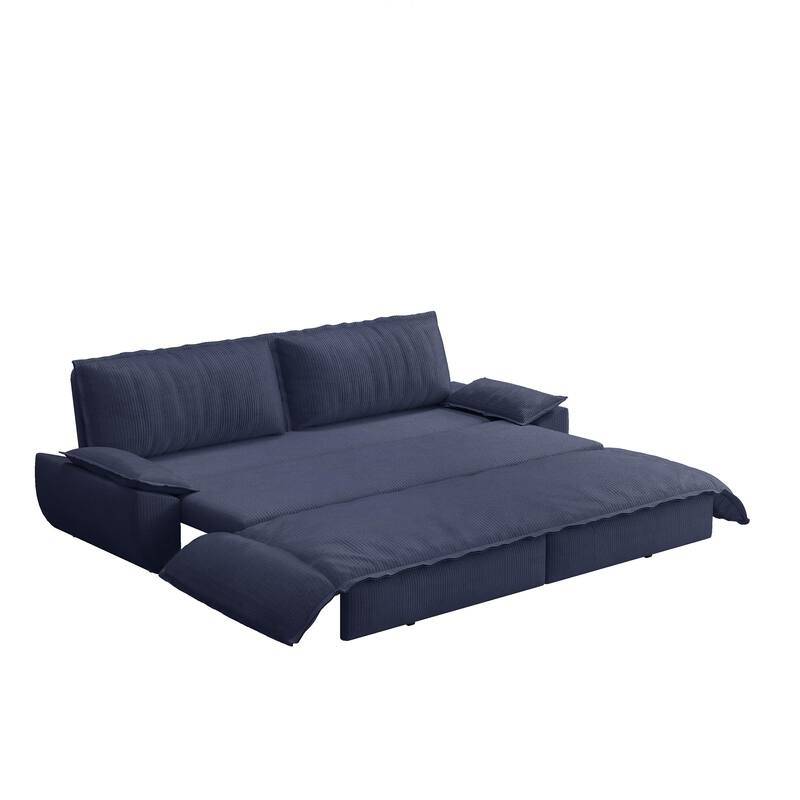 3 in 1 Pull Out Couch, 73.2" Corduroy Sofa Bed, Convertible Loveseat Sleeper Sofa for Living Room, Upholstered Couch Bed
