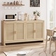 preview thumbnail 3 of 5, Beige Rattan Accent Storage Cabinet with 4 Doors