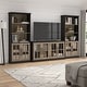 preview thumbnail 1 of 7, Westbrook 60W TV Stand for 75 Inch TV and Bookcases by Bush Furniture Vintage Black/Restored Tan Hickory