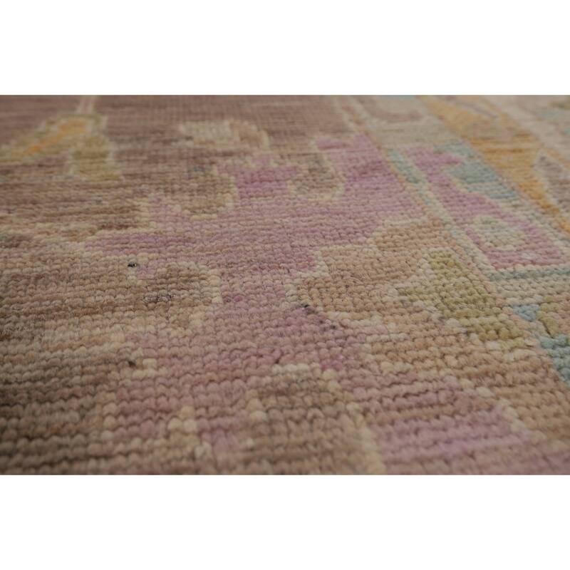 Brown Vegetable Dye Oushak Turkish Area Rug Handmade Wool Carpet - 9'1"x 12'8"