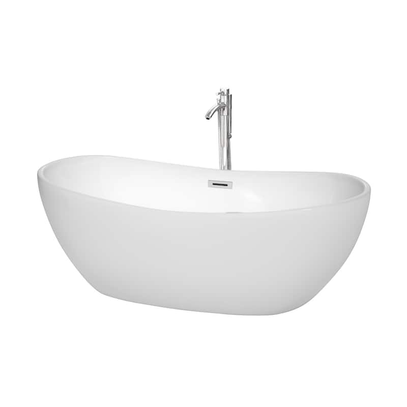 Wyndham Collection Rebecca 65" Freestanding Acrylic Soaking Tub with