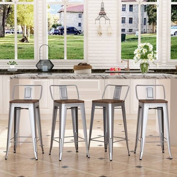 Silver metal bar new arrivals stools with backs