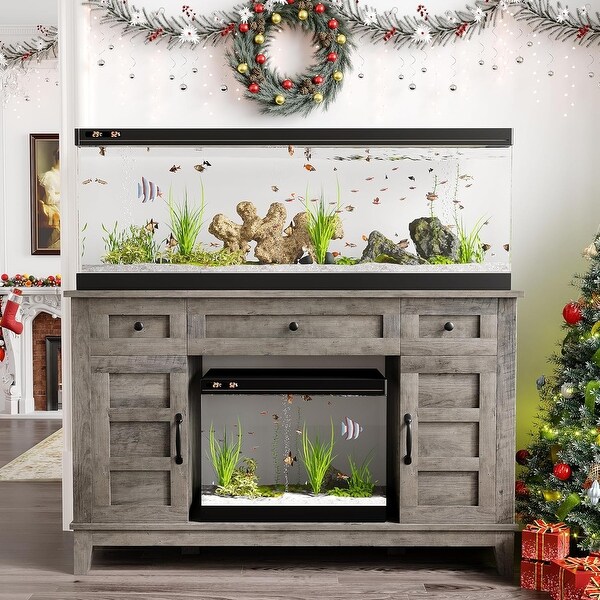 Farmhouse 55-75 Gallon Fish Tank Stand, Aquarium Stand with Power