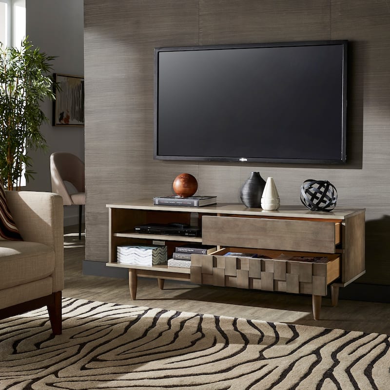Kieran Mid-Century Wood 2-Drawer TV Stand by iNSPIRE Q Modern - 59-Inch