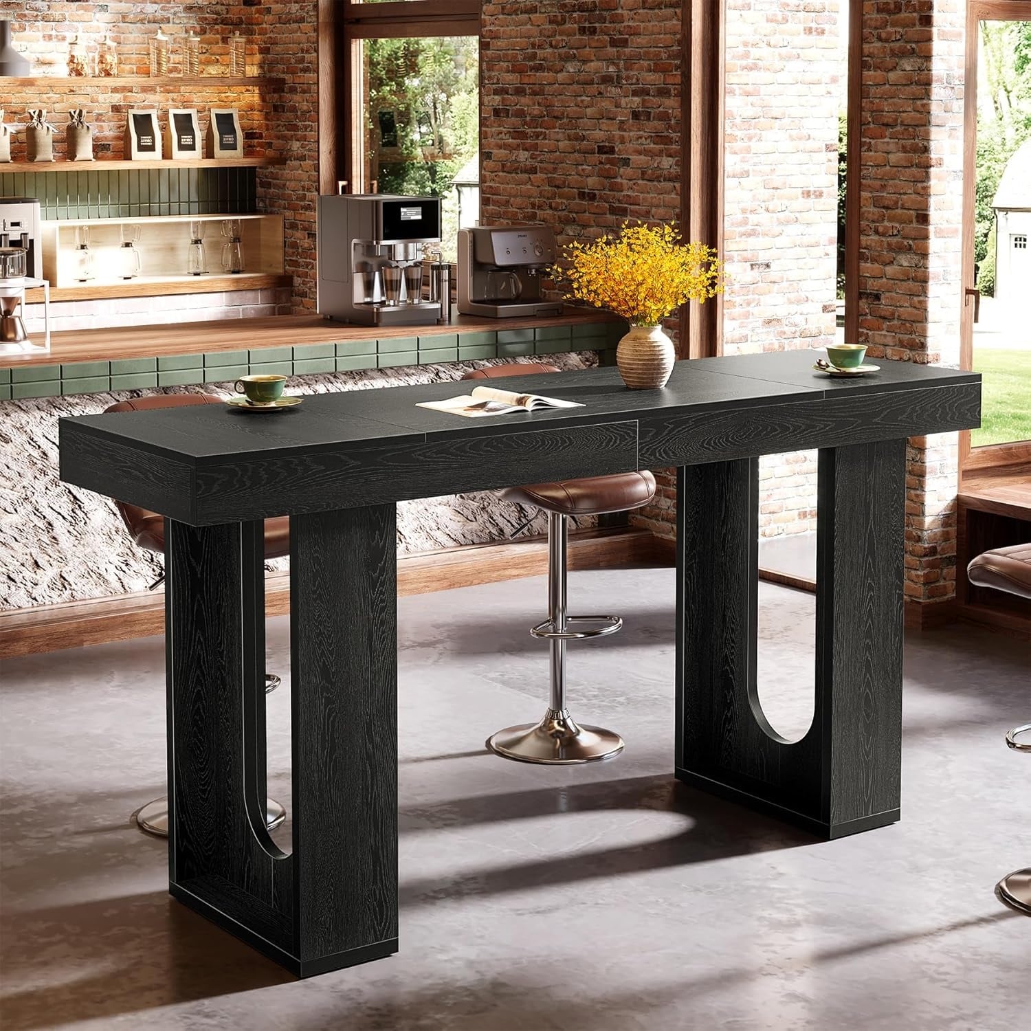 Black Bar Table for Home Pub, Bistro
