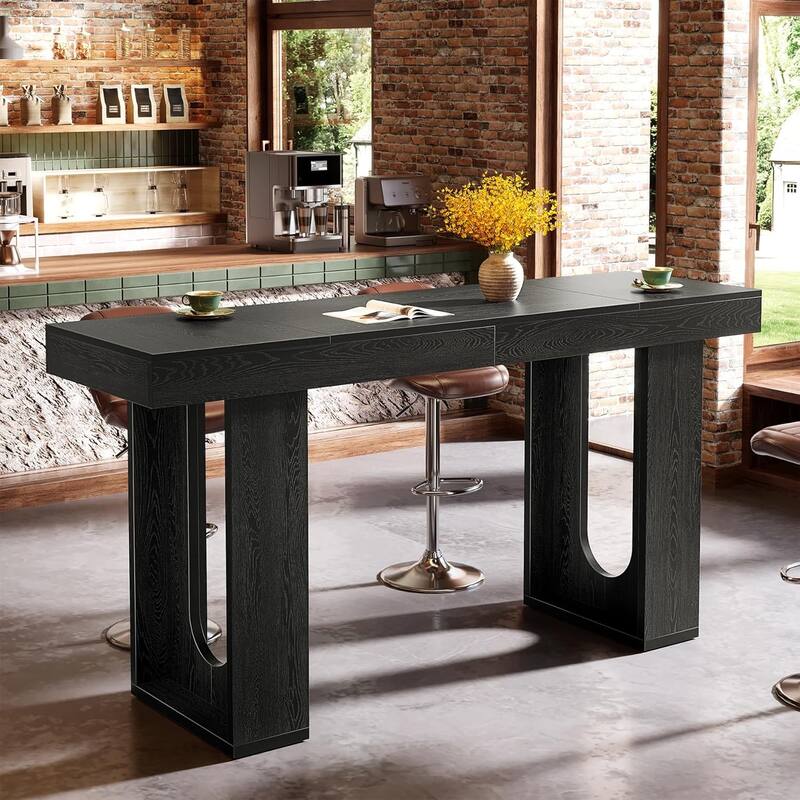Black Bar Table for Home Pub, Bistro - Black