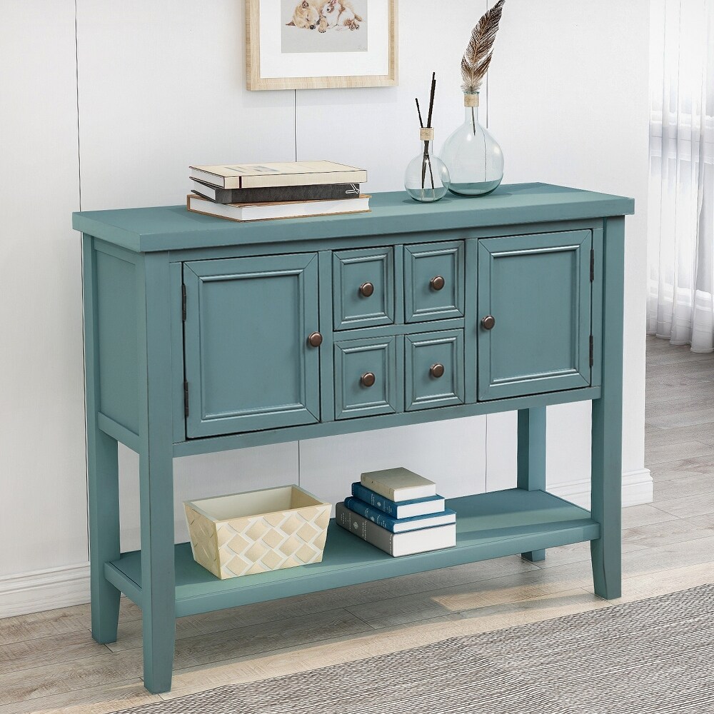 Parrot Uncle Dark Blue Buffet Sideboard Console Table with Bottom Shelf (Dark Blue)