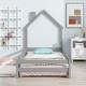 preview thumbnail 2 of 7, Twin Size Montessori Floor Bed with Fences, Wood Twin Kids Bed Frame