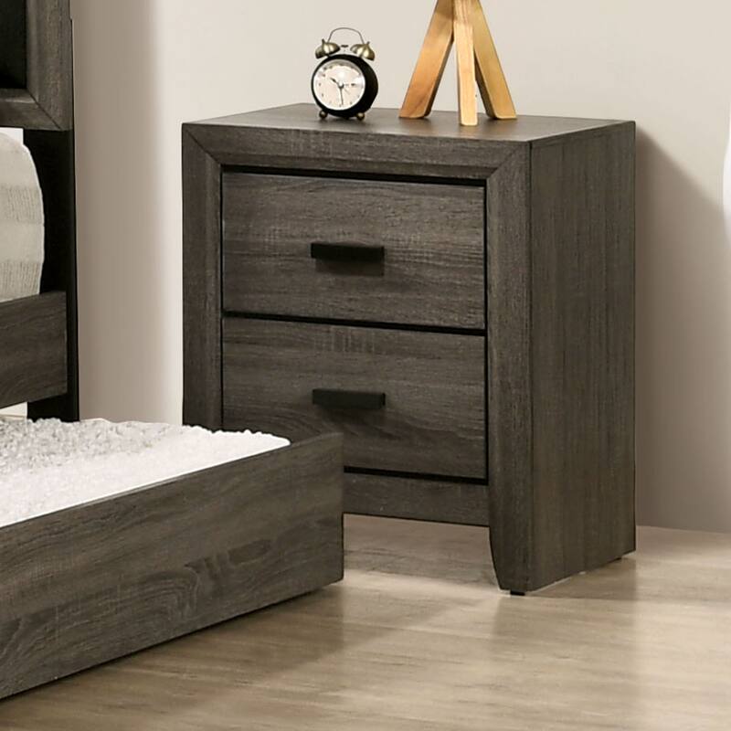 Aury Transitional Grey Wood 3-piece Panel Bedroom Set with 2 Nightstands by Furniture of America