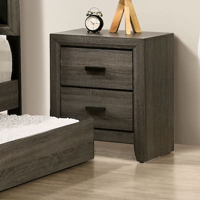 Aury Transitional Grey Solid Wood 2-Drawer Nightstand by Furniture of America