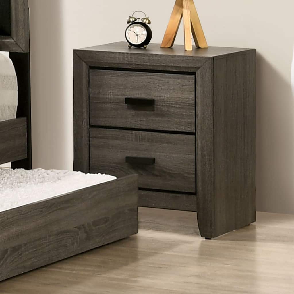 Aury Transitional Grey Solid Wood 2-Drawer Nightstand by Furniture of America