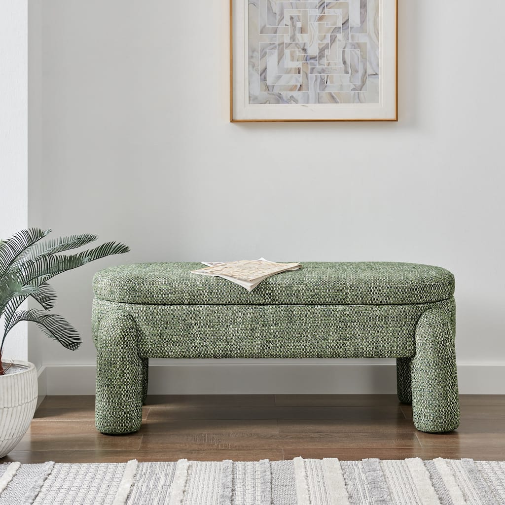 NPD Furniture Bowden Chenille Upholstered Bench