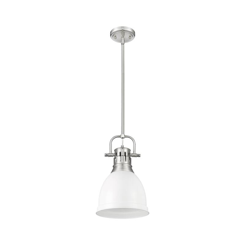 Yep by Golden Lighting Duncan 1-light 9in Rod Hung Pendant in Pewter and Matte White shade