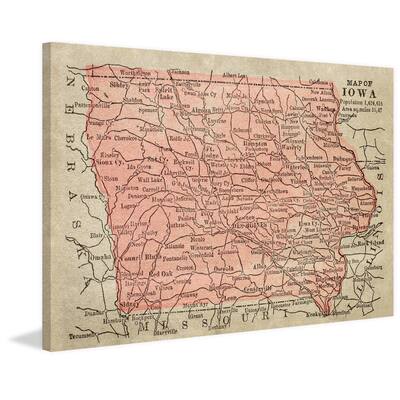 'Map of Iowa' Painting Print on Wrapped Canvas