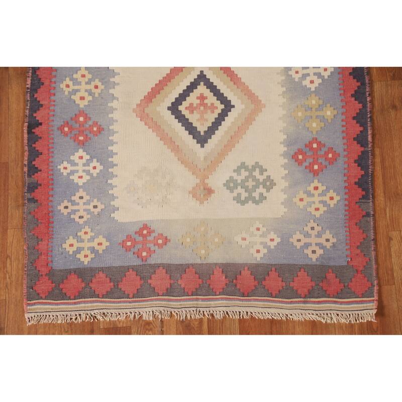 Tribal Kilim Qashqai Persian Vintage Area Rug Hand-Woven Wool Carpet - 4'6"x 7'8"