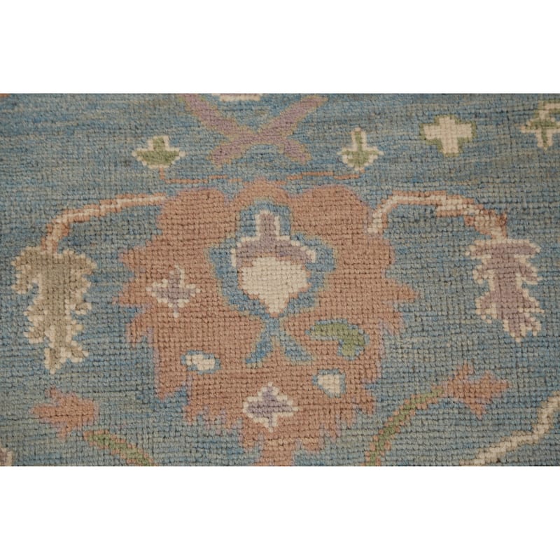 Hand Knotted Oriental 100% Wool Carpet Transitional All-Over Navy Blue & Blues Oushak Runner Rug - 9' 9'' X 3' 3''