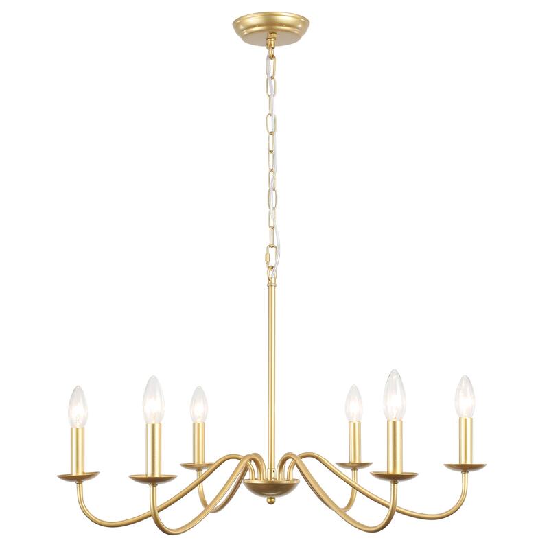 6-Light Rustic Farmhouse Simple Candle Chandelier for Bedroom, Kitchen, Living Room and Foyer