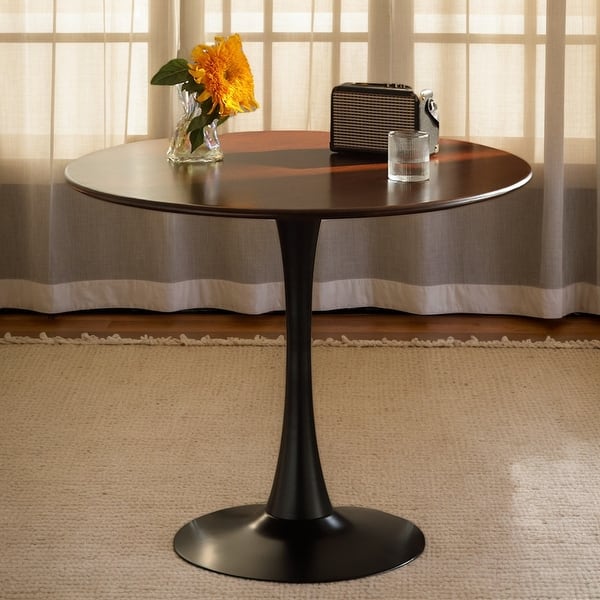 24 Inch Black Round Tulip Table – Modern Dining Table, Kitchen Table, Mid-Century Coffee Table For Small Spaces