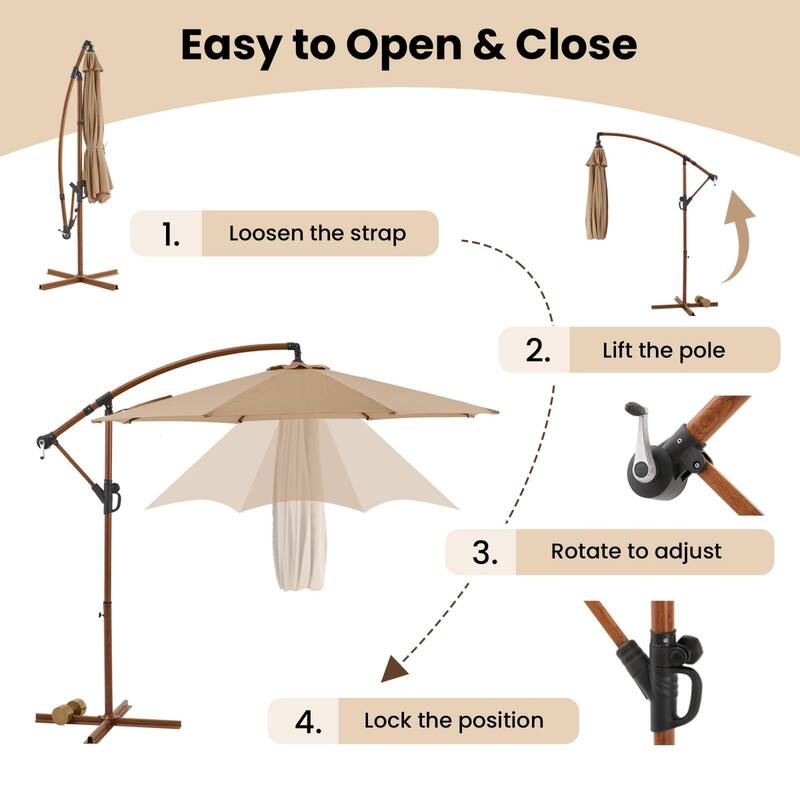 COSIEST 10FT Offset Patio Umbrella，360-Degree Rotation, UV & Waterproof Canopy