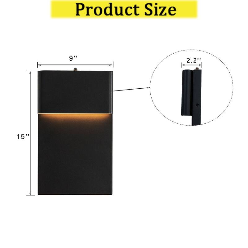 CraftHome 1-Light in Modern Simple Sqaure 10W Integrated LED Outdoor Wall Sconce with Dusk to Dawn Sensor in Matte Black