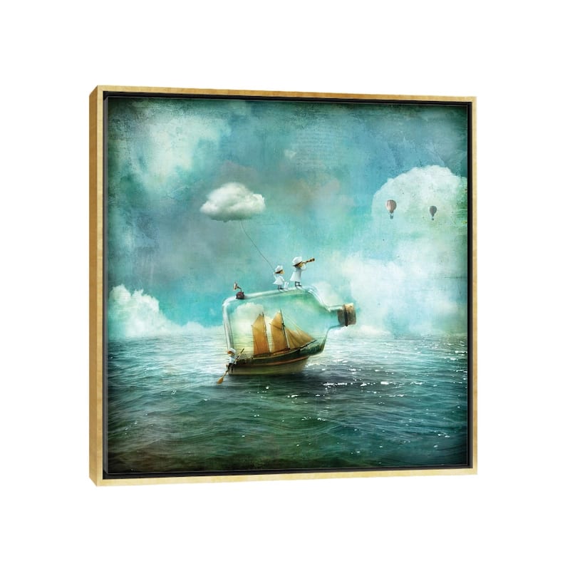 iCanvas "Juni" by Alexander Jansson Framed Canvas Print - Gold - 18x18