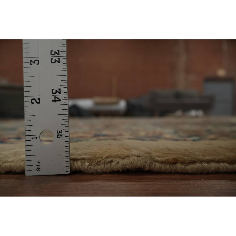 Hand Knotted Oriental 100% Wool Carpet Traditional Floral Beige & Ivories Kerman Area Rug - 20' 2'' X 11' 7''