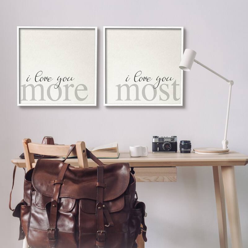 Stupell I Love You More Most Romantic Sentiment Typography 2 Piece Framed Wall Art, Design by Daphne Polselli
