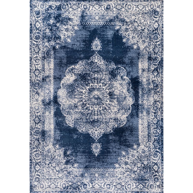 JONATHAN Y Soleiman Cottage Medallion Area Rug - 8 X 10 - Ivory/Navy