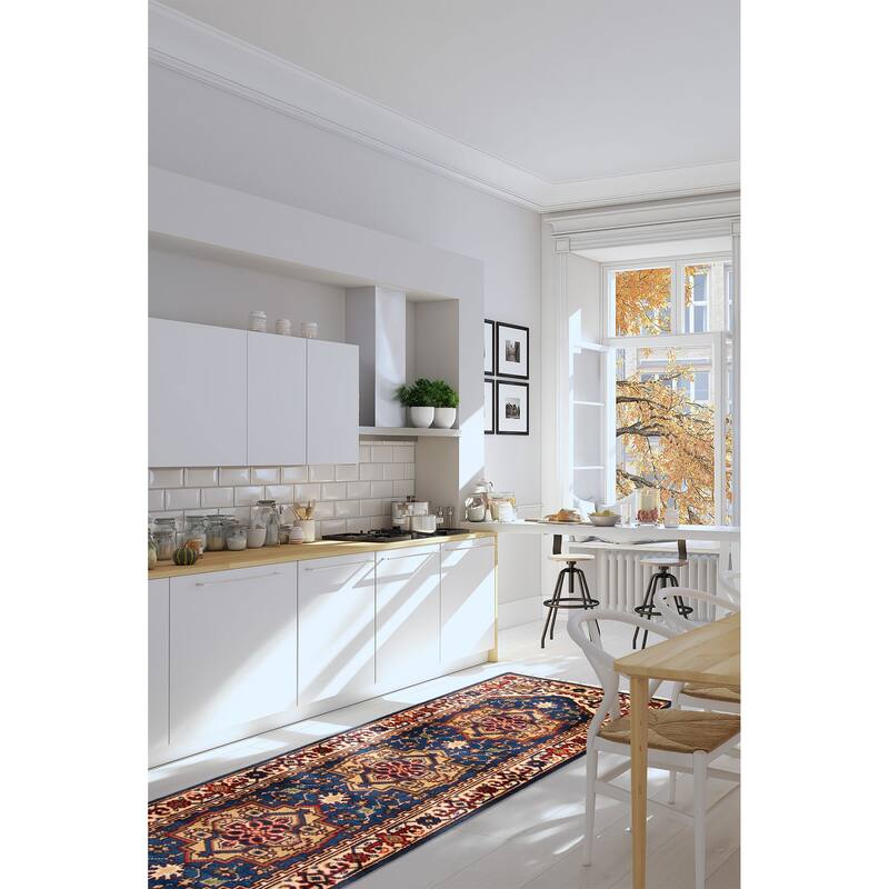 ECARPETGALLERY Hand-knotted Serapi Heritage Navy Wool Rug - 2'6 x 8'0