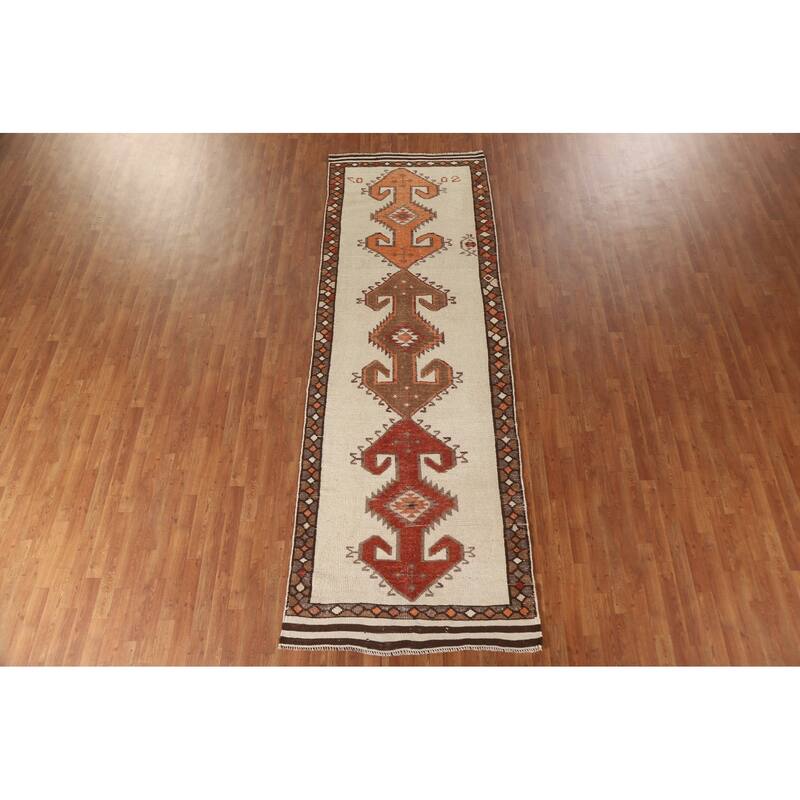 Anatolian Runner Rug Handmade Oriental Wool Carpet - 3'11"x 12'4"