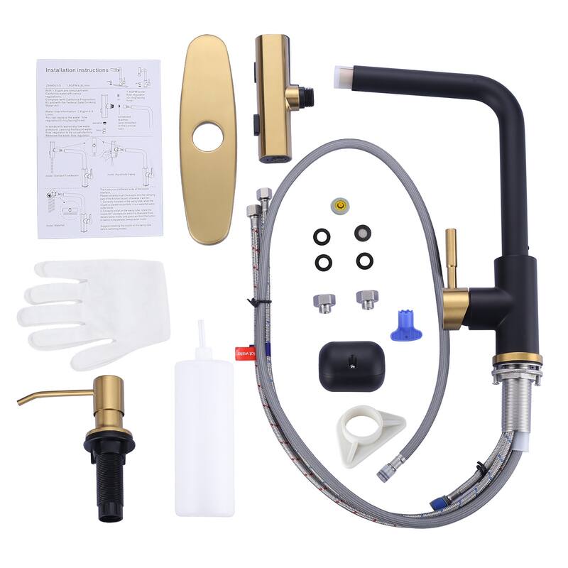 WOWOW Single Handle Waterfall Pull Down Sprayer Kitchen Faucet