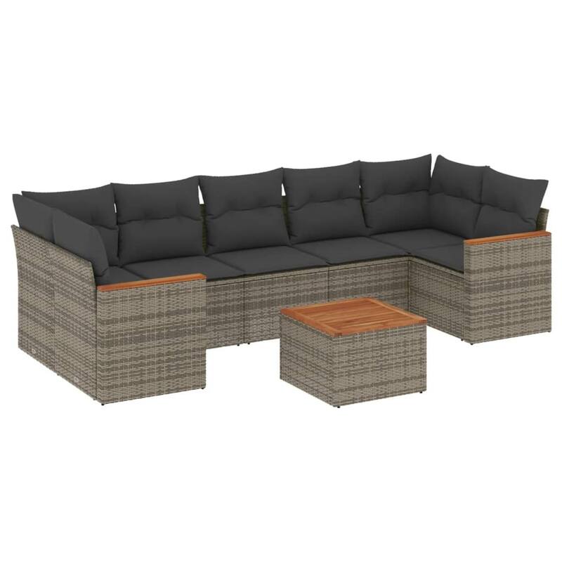 vidaXL Patio Sofa Set with Cushions Outdoor Furniture 8 Piece Poly Rattan