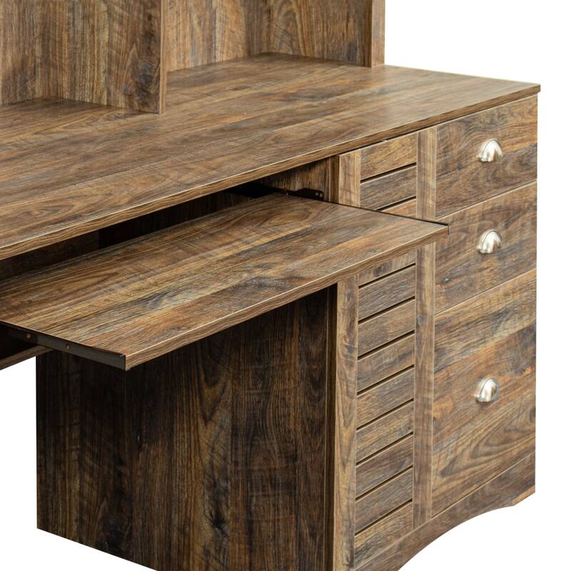 Home Office Computer Desk with Hutch,Dark brown