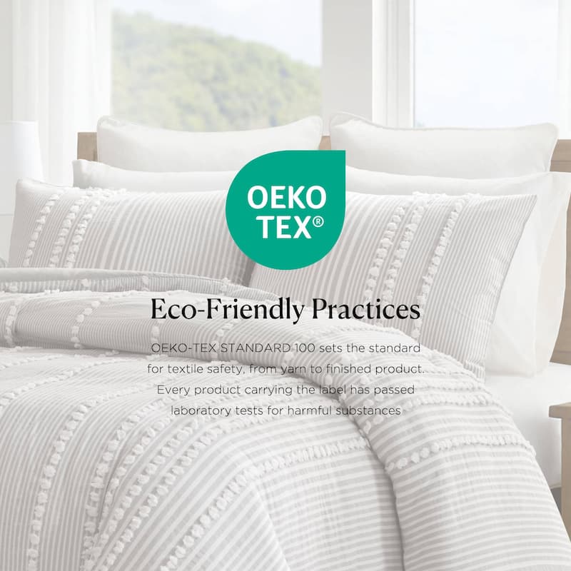 Harbor House Anslee Taupe 3 Piece Cotton Yarn Dyed Duvet Cover Set