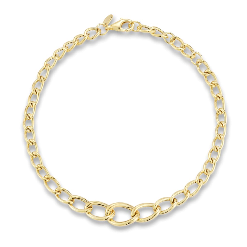 Soleil 14K Gold Graduated Chain Link Bracelet, Made in Italy - Yellow