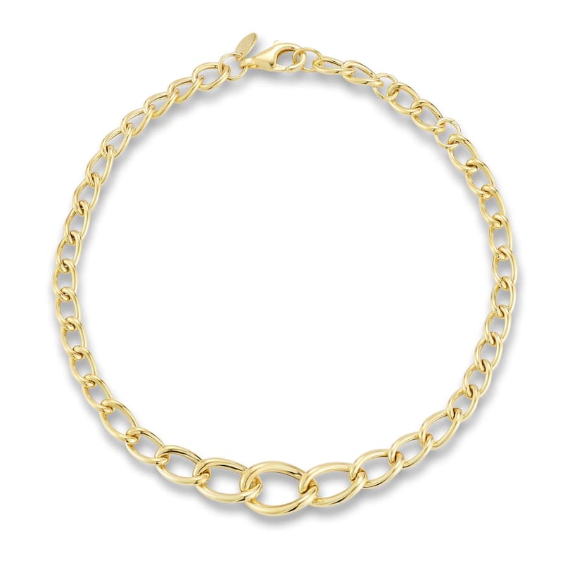 Soleil 14K Gold Graduated Chain Link Bracelet, Made in Italy - Yellow