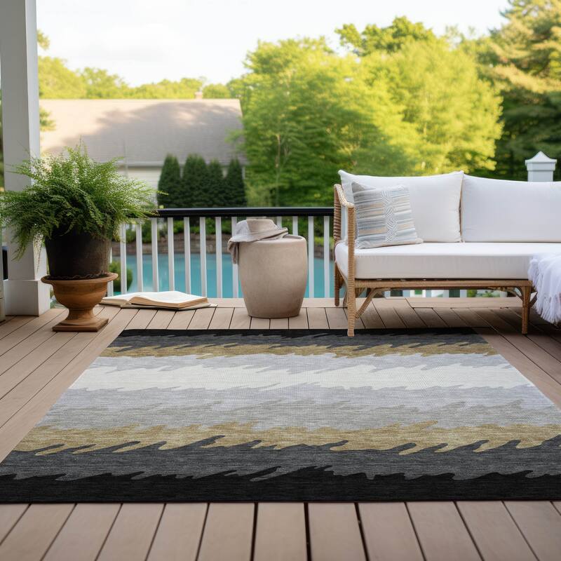 Machine Washable Indoor/ Outdoor Chantille Abstract Ombre Rug
