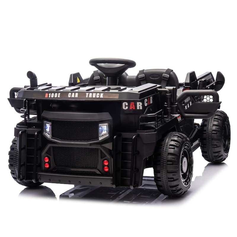 24V Two-seater Kids Ride On Electric Car W/parents control,Seat width 19.69in,E-rear dump,For Kids Aged 3+ - Black
