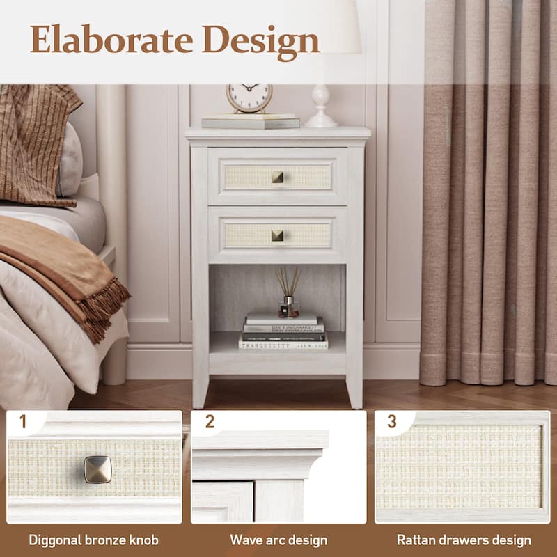 Rattan Nightstand (Set of 2)