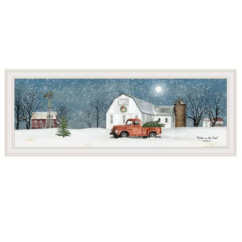 "Winter on The Farm" by Billy Jacobs, Ready to Hang Framed Print, White Frame