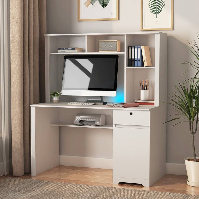 Computer Desk with Hutch & Bookshelf,Wood Executive Desk Teens Student Desk Writing Laptop Home Office Desk