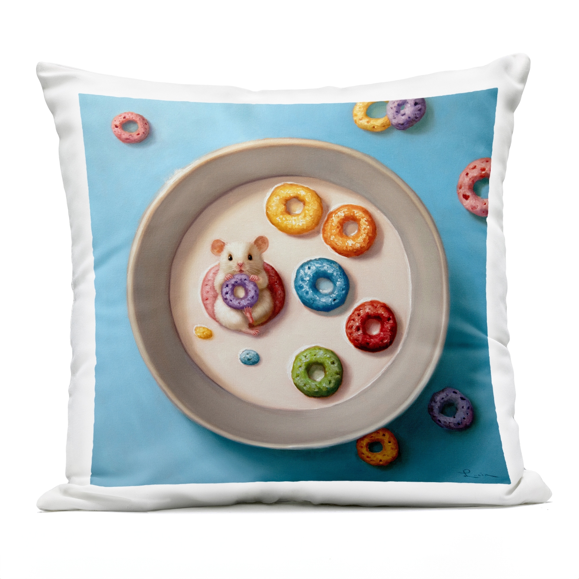 Stupell Morning Dunk Cereal Mouse Printed Outdoor Throw Pillow Design by Lucia Heffernan