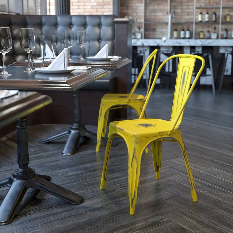 Distressed Metal Indoor/ Outdoor Stackable Chair
