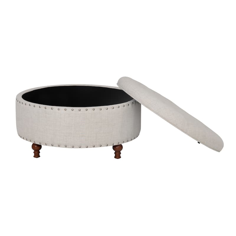 Madeleine Round Storage Ottoman Natural