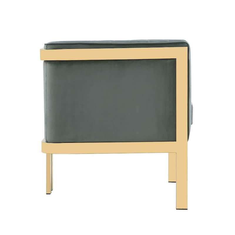 Manhattan Comfort Paramount Polished Brass Velvet Accent Armchair