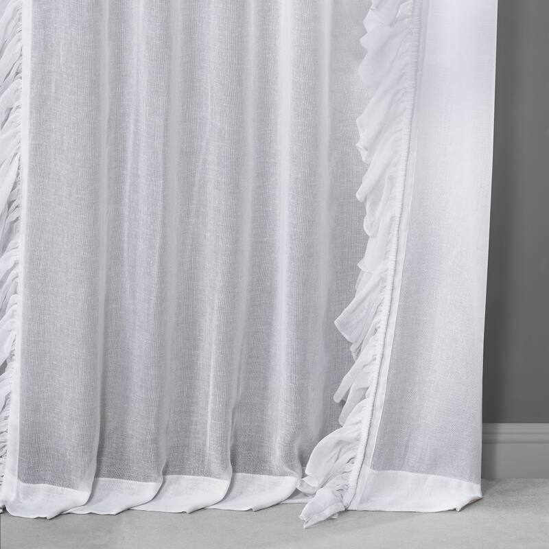 Exclusive Fabrics Faux Linen Ruffle Sheer Curtain (1 Panel)