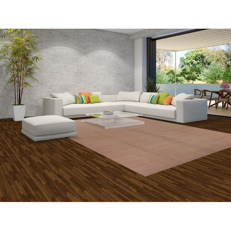 Hand Knotted Oriental 100% Wool Carpet Modern Solid Peach Gabbeh Area Rug - 12' 6'' X 9' 1''