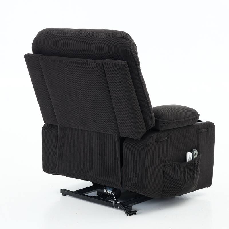 Power Lift Recliner Chair - Remote Control with Heat & Massage, PU Leather, Side Pockets - Senior Mobility Assist Chair